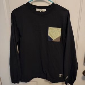 FDMTL Fundamental Japan L/S Sashiko Pocket Tee Black US S
